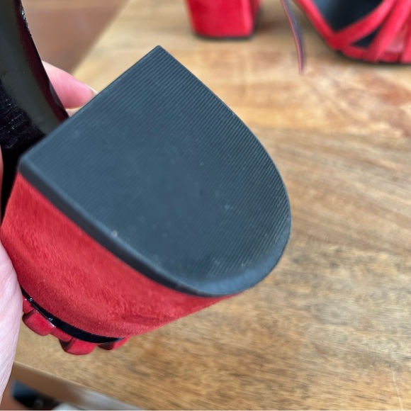Alexander Wang Red Suede Cage Abby Sandal Heels - Picture 11 of 11